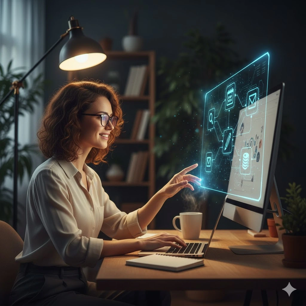 Digital calendar and meeting interface showing AI automatic scheduling.