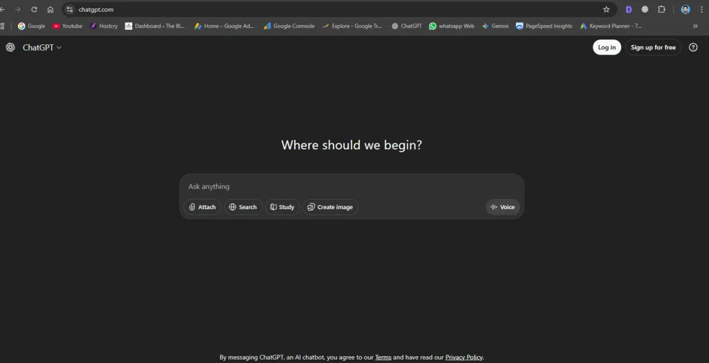 ChatGPT interface showing keyword brainstorming as a free AI keyword tool